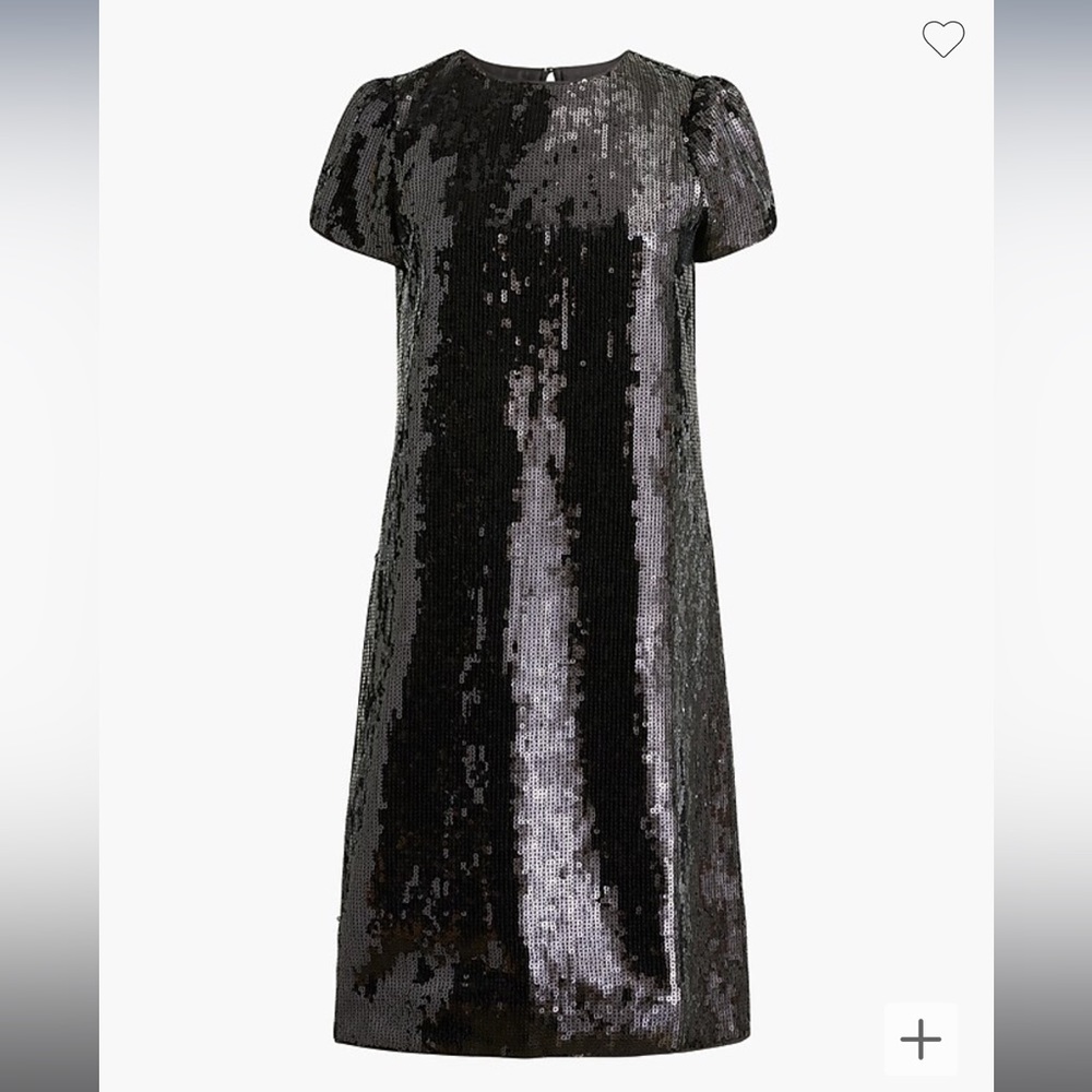 J. Crew Black Sequin Puff Sleeve Mini Dress